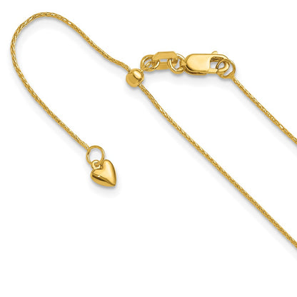 22 Inch 14K Adjustable .8mm D/C Wheat Chain Necklace