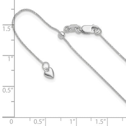 3 Inch 14K White Gold Adjustable .8mm D/C Wheat Chain Necklace
