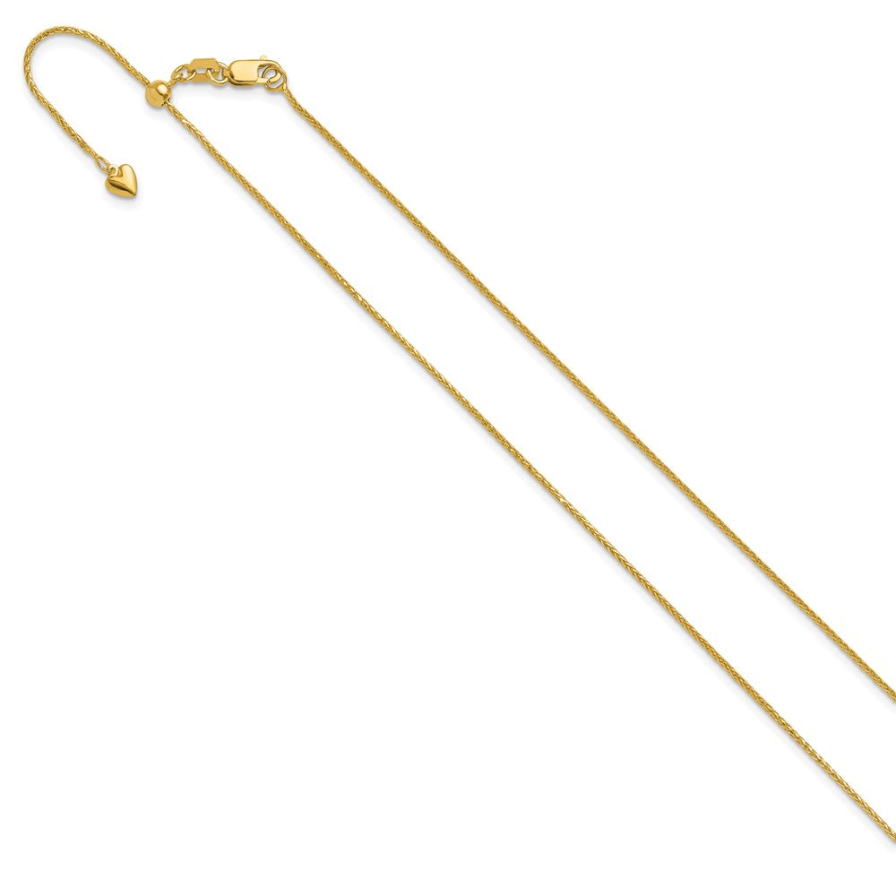 26 Inch 14K Yellow Gold Adjustable .95mm D/C Wheat Chain Necklace