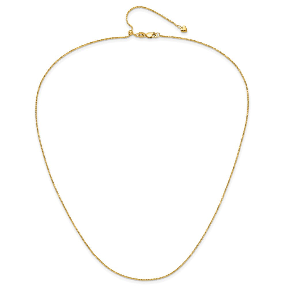 26 Inch 14K Yellow Gold Adjustable .95mm D/C Wheat Chain Necklace