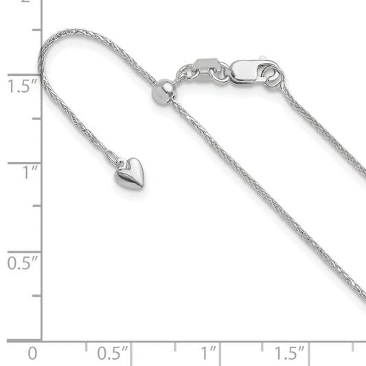 22 Inch 14K White Gold Adjustable .95mm D/C Wheat Chain Necklace