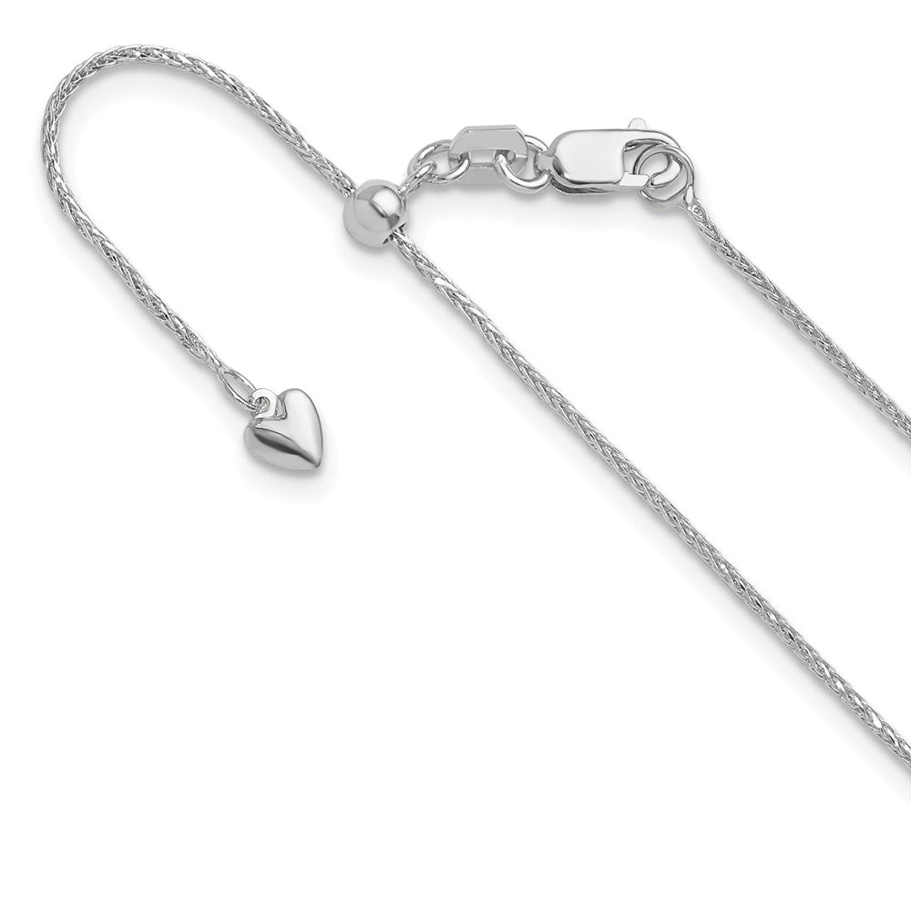 26 Inch 14K White Gold Adjustable .95mm D/C Wheat Chain Necklace