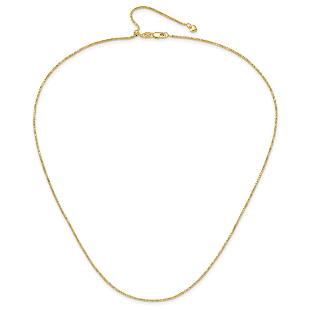 26 Inch 14K Yellow Gold Adjustable 1.2mm D/C Wheat Chain Necklace