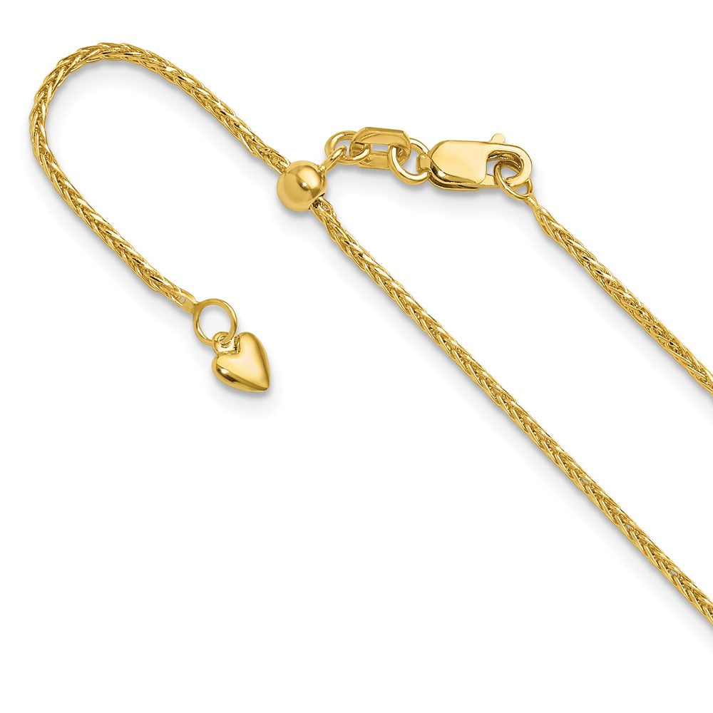 22 Inch 14K Adjustable 1.2mm D/C Wheat Chain Necklace