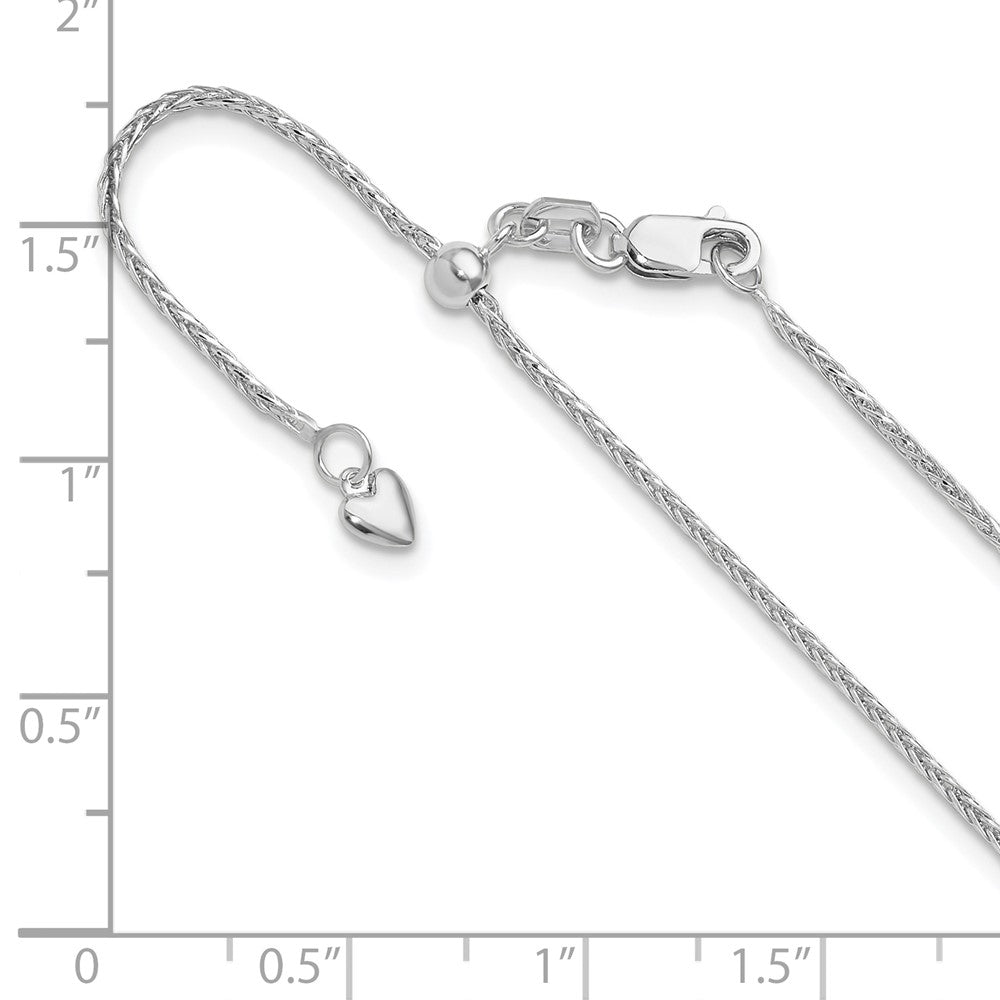 22 Inch 14K White Gold Adjustable 1.2mm D/C Wheat Chain Necklace