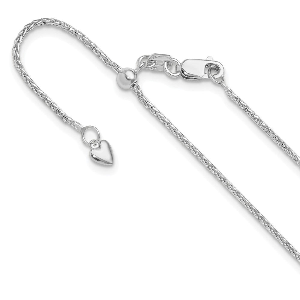 22 Inch 14K White Gold Adjustable 1.2mm D/C Wheat Chain Necklace