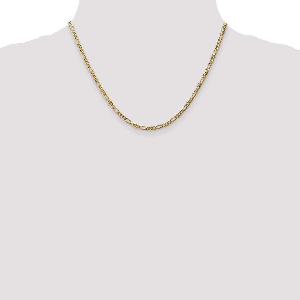 18 Inch 14K Yellow Gold 3mm Flat Figaro Chain Necklace