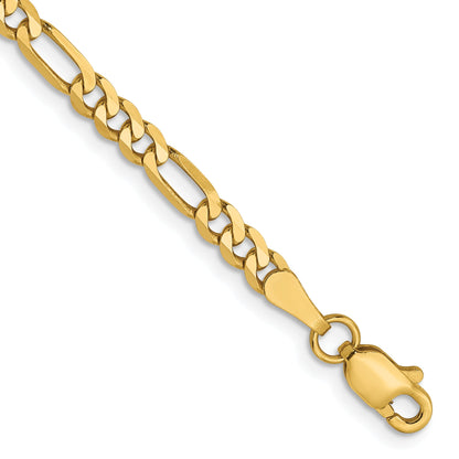 7 Inch 14K Yellow Gold 3mm Flat Figaro Chain Bracelet
