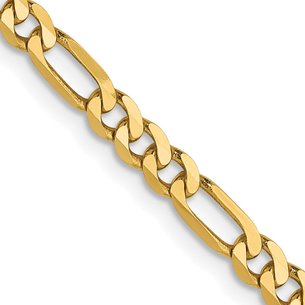 24 Inch 14K Yellow Gold 3mm Flat Figaro Chain Necklace