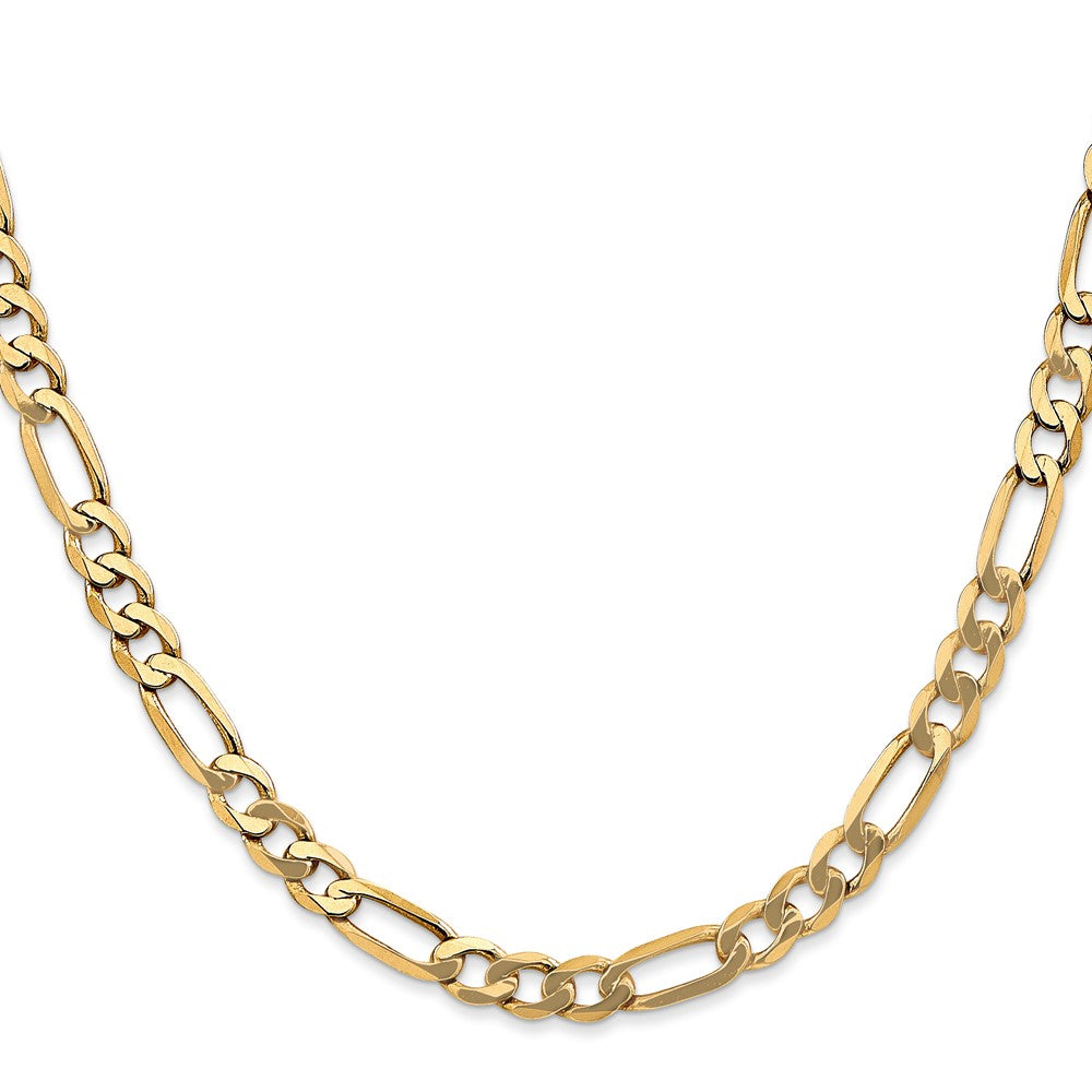 2 Inch 14K Yellow Gold 5.50mm Flat Figaro Chain Necklace