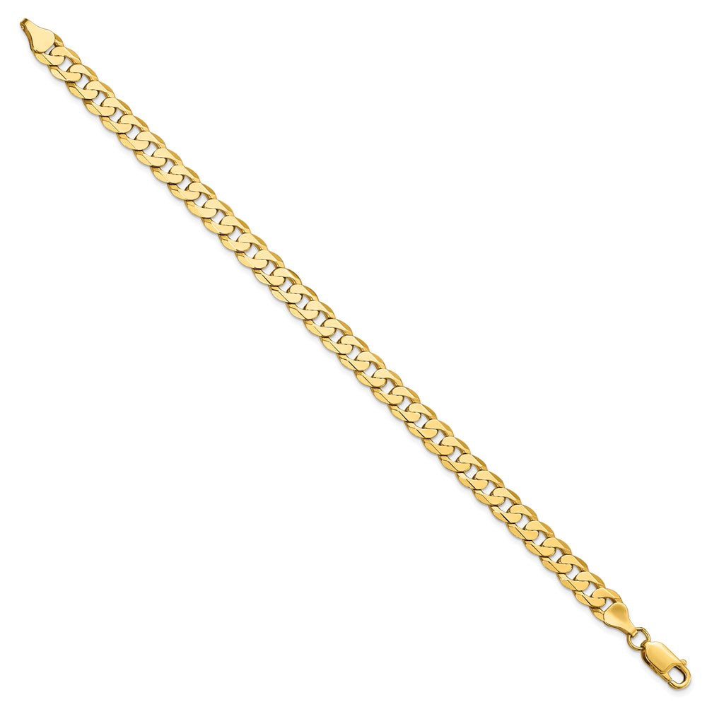 8 Inch 14K Yellow Gold 7.25mm Flat Beveled Curb Chain Bracelet