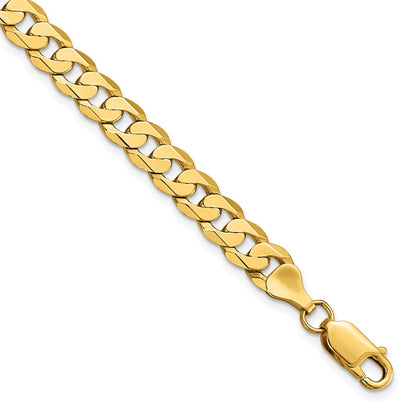 8 Inch 14K Yellow Gold 7.25mm Flat Beveled Curb Chain Bracelet