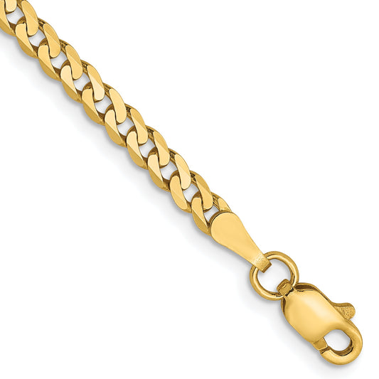 7 Inch 14K Yellow Gold 2.9mm Flat Beveled Curb Chain Bracelet