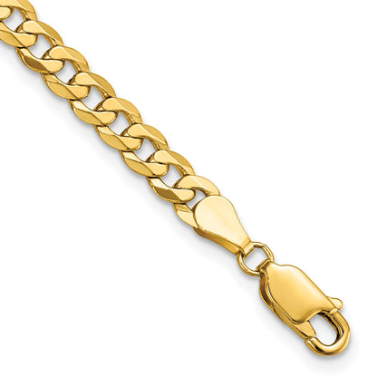 8 Inch 14K Yellow Gold 4.5mm Flat Beveled Curb Chain Bracelet