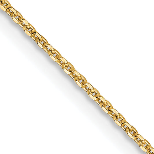 22 Inch 14K Yellow Gold 1.0 mm D/C Cable Chain Necklace