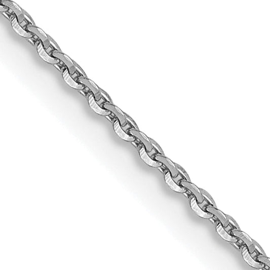 22 Inch 14K White Gold 1.0 mm D/C Cable Chain Necklace