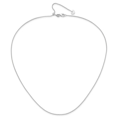 22 Inch 14K White Gold Adjustable 1mm D/C Open Franco Chain Necklace