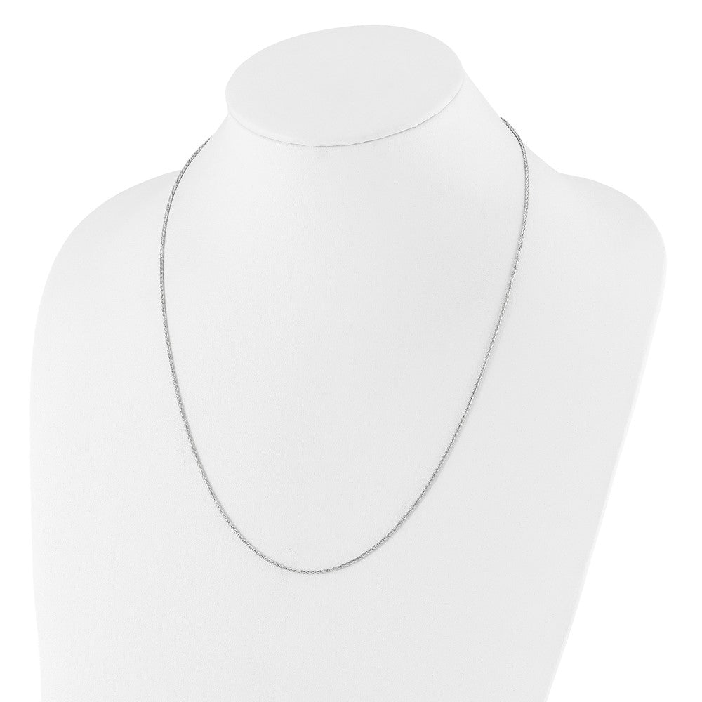 22 Inch 14K White Gold Adjustable 1.3mm D/C Wheat Chain Necklace