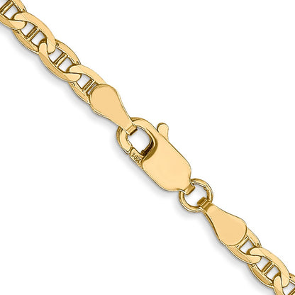 20 Inch 14K 3mm Concave Anchor Chain Necklace