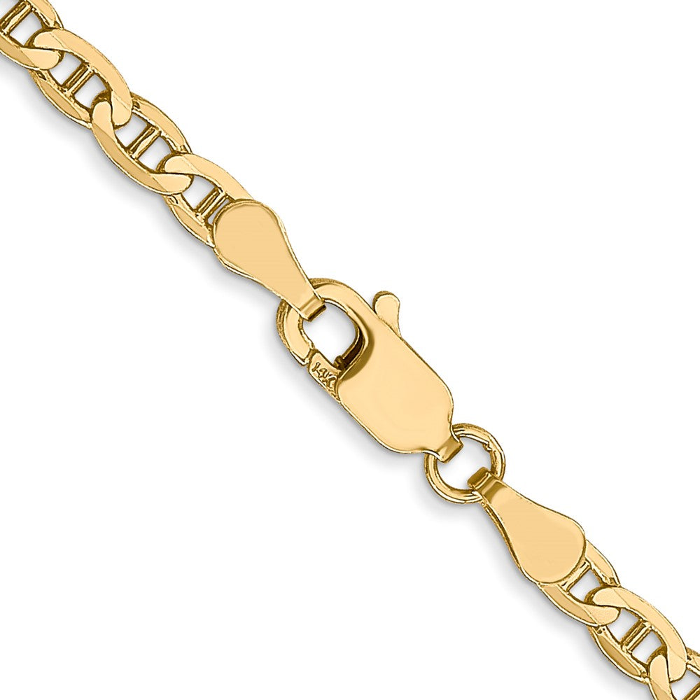16 Inch 14K 3mm Concave Anchor Chain Necklace