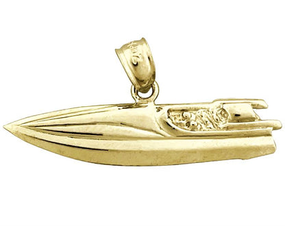 14K Gold High Speed Boat Racing Pendant