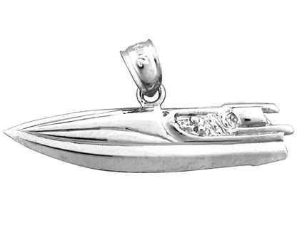 14K Gold High Speed Boat Racing Pendant