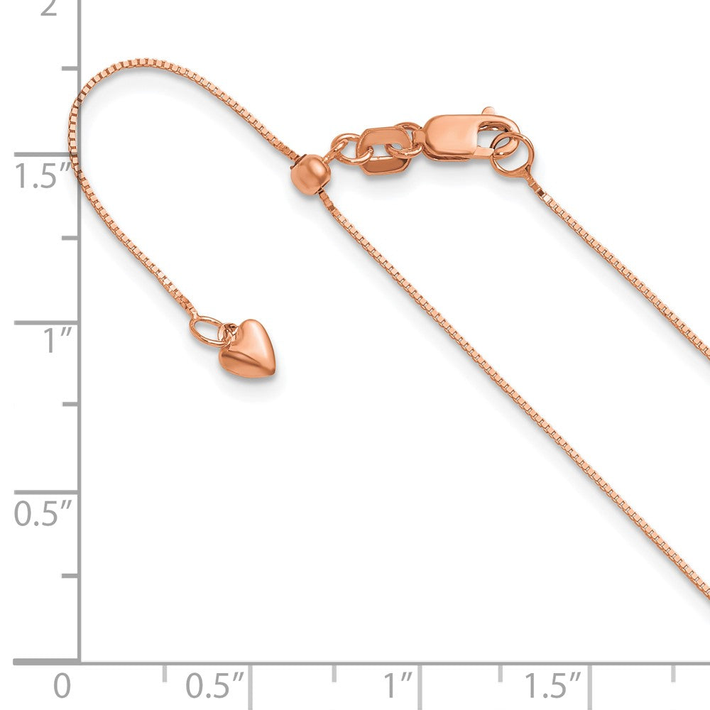22 Inch 14K Rose Gold Adjustable .55mm Baby Box Chain Necklace