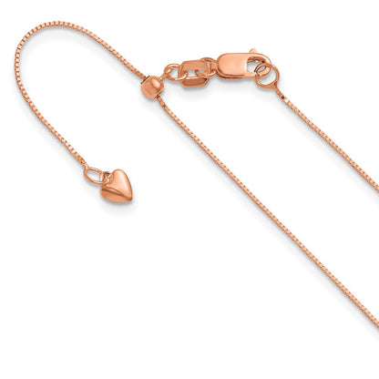 22 Inch 14K Rose Gold Adjustable .55mm Baby Box Chain Necklace