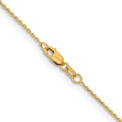 22 Inch 14K Yellow Gold 1.05mm D/C Cable Chain Necklace