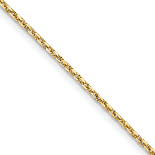 18 Inch 14K Yellow Gold 1.4mm D/C Cable Chain Necklace