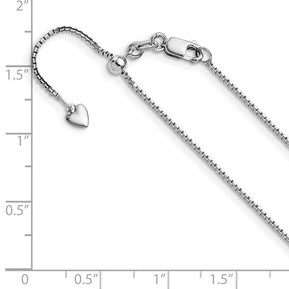 22 Inch 14K White Gold Adjustable 1mm D/C Box Chain Necklace