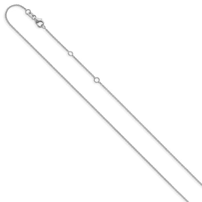 18 Inch 14K White Gold 1.25mm Round Cable 1In+1In Adjustable Chain Necklace