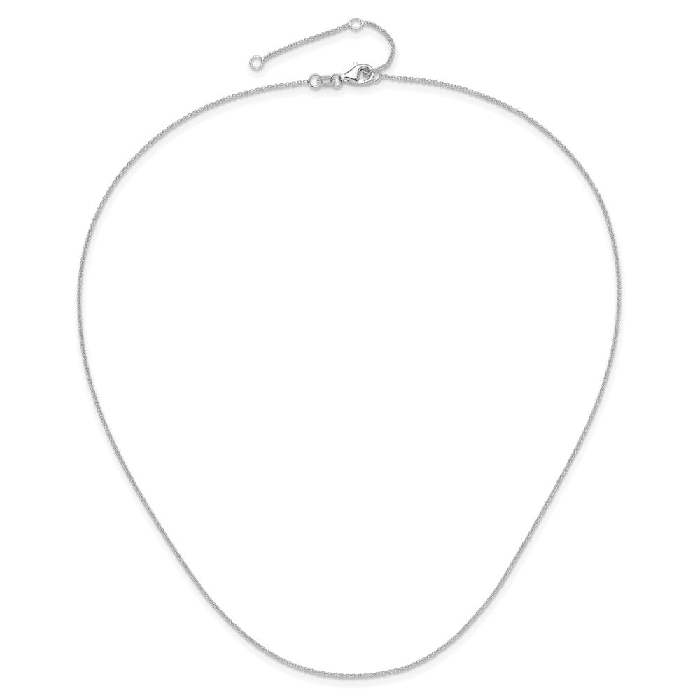 18 Inch 14K White Gold 1.25mm Round Cable 1In+1In Adjustable Chain Necklace