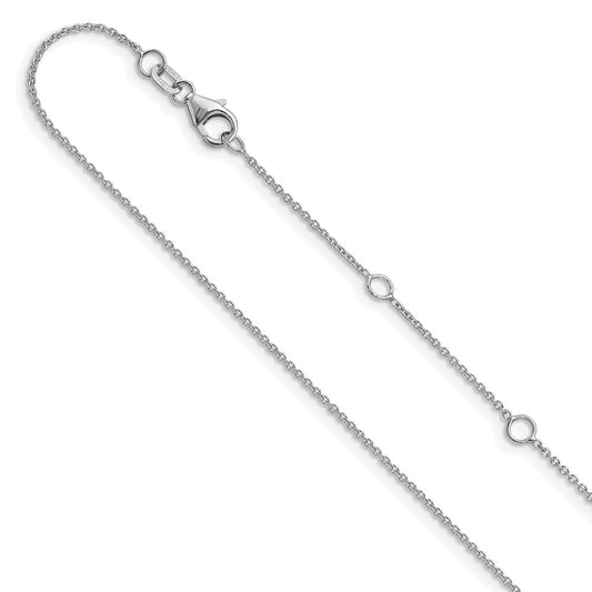 26 Inch 14K White Gold 1.25mm Round Cable 2In+2In Adjustable Chain Necklace