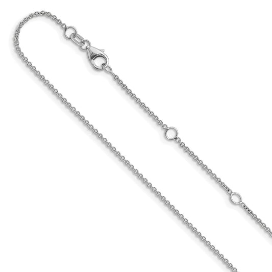 26 Inch 14K White Gold 1.4mm Round Cable 2In+2In Adjustable Chain Necklace