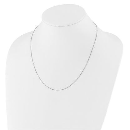 2 Inch 14K White Gold 1.1mm D/C Square Cable 1In+1In Adjustable Chain Necklace