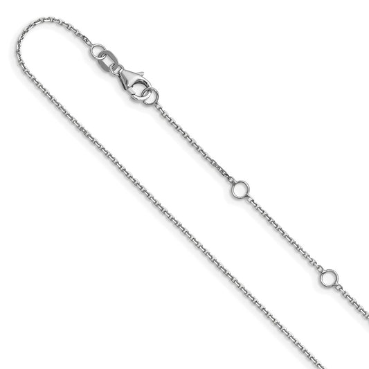 26 Inch 14K White Gold 1.1mm D/C Square Cable 2In+2In Adjustable Chain Necklace