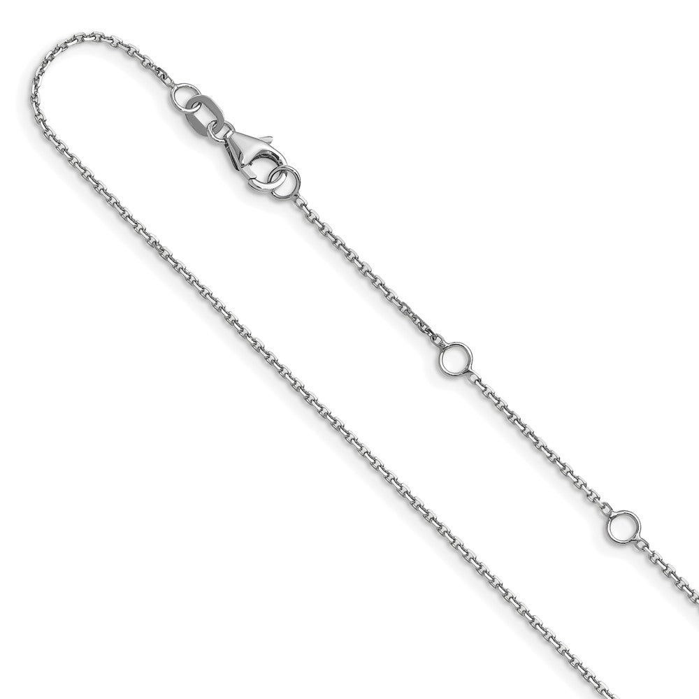 2 Inch 14K White Gold 1.1mm D/C Square Cable 1In+1In Adjustable Chain Necklace