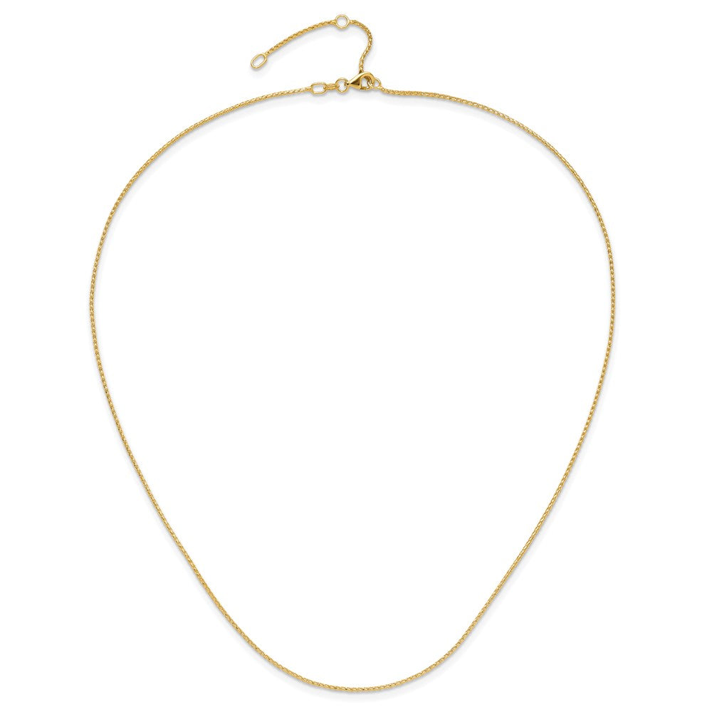 18 Inch 14K Yellow Gold 1mm D/C Open Franco 1In+1In Adjustable Chain Necklace