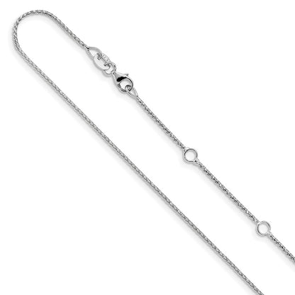 2 Inch 14K White Gold 1mm D/C Open Franco 1In+1In Adjustable Chain Necklace