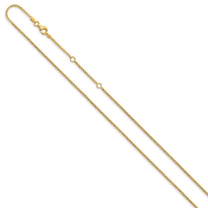 18 Inch 14K Yellow Gold 1.4mm D/C Open Franco 1In+1In Adjustable Chain Necklace