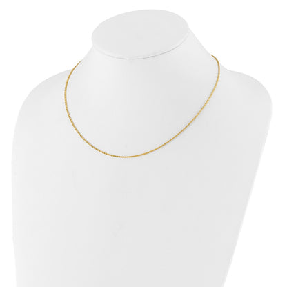 2 Inch 14K Yellow Gold 1.4mm D/C Open Franco 1In+1In Adjustable Chain Necklace