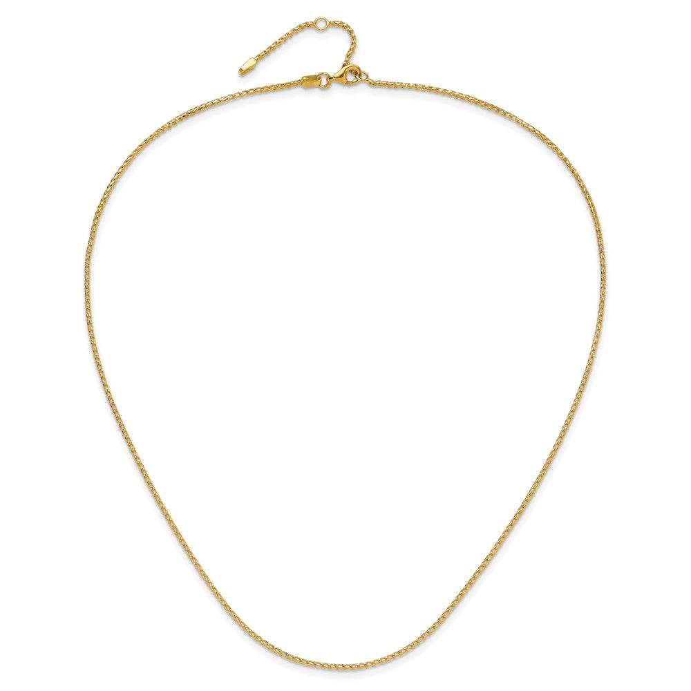18 Inch 14K Yellow Gold 1.4mm D/C Open Franco 1In+1In Adjustable Chain Necklace