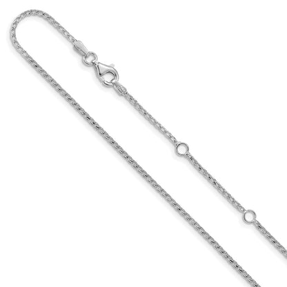 2 Inch 14K White Gold 1.4mm D/C Open Franco 1In+1In Adjustable Chain Necklace