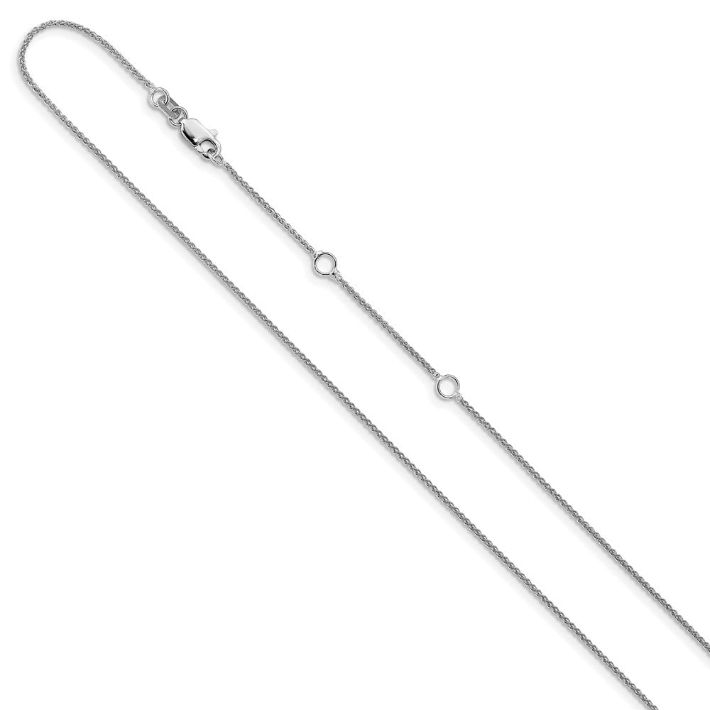 18 Inch 14K White Gold 1mm Spiga 1In+1In Adjustable Chain Necklace
