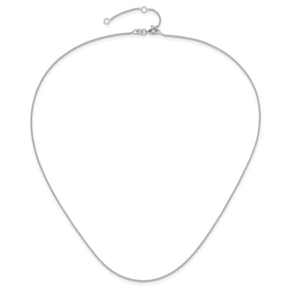 18 Inch 14K White Gold 1mm Spiga 1In+1In Adjustable Chain Necklace