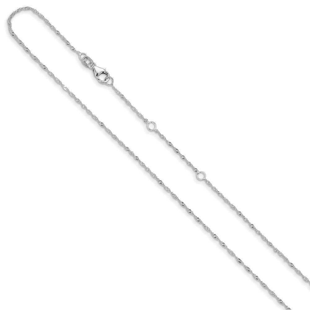 2 Inch 14K White Gold 1.25mm Singapore 1In+1In Adjustable Chain Necklace