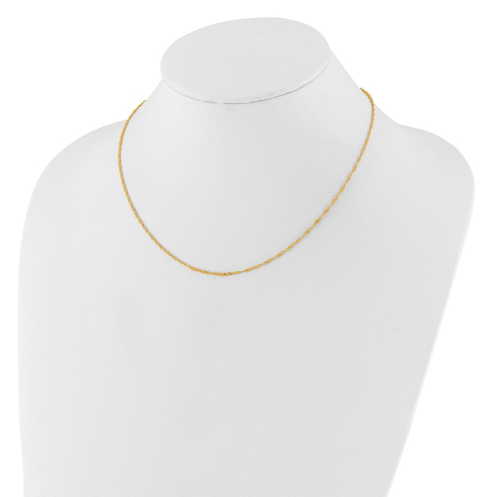 2 Inch 14K Yellow Gold 1.5mm Singapore 1In+1In Adjustable Chain Necklace