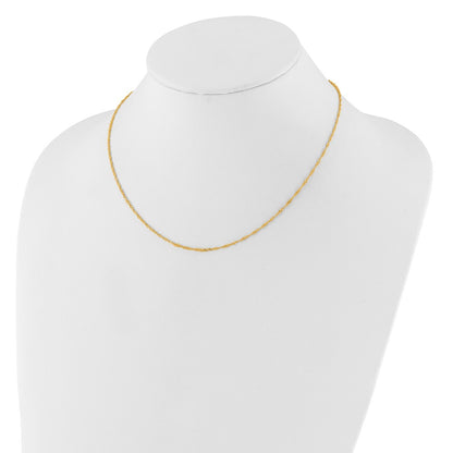 2 Inch 14K Yellow Gold 1.5mm Singapore 1In+1In Adjustable Chain Necklace