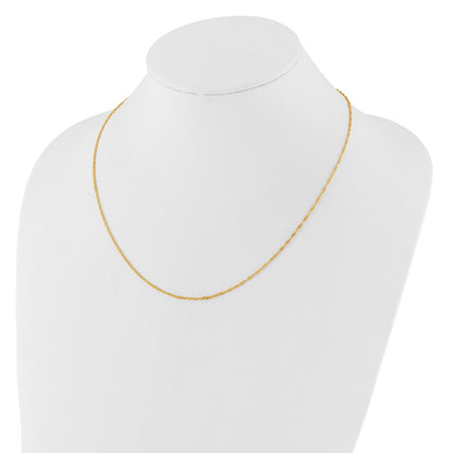 18 Inch 14K Yellow Gold 1.5mm Singapore 1In+1In Adjustable Chain Necklace